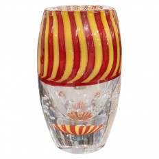 Red and yellow swirl murano glass vase